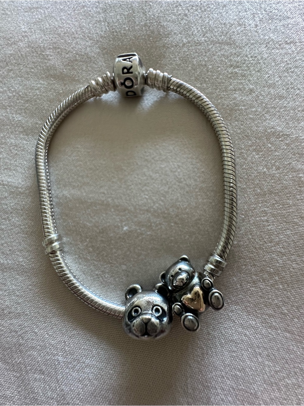 PANDORA Silver Teddy Bear Charm Bracelet - Silver